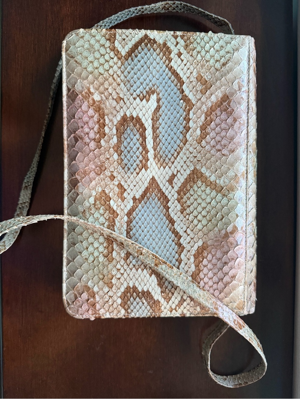 Python Clutch Suede Lining Removable Strap - Picture 2 of 4
